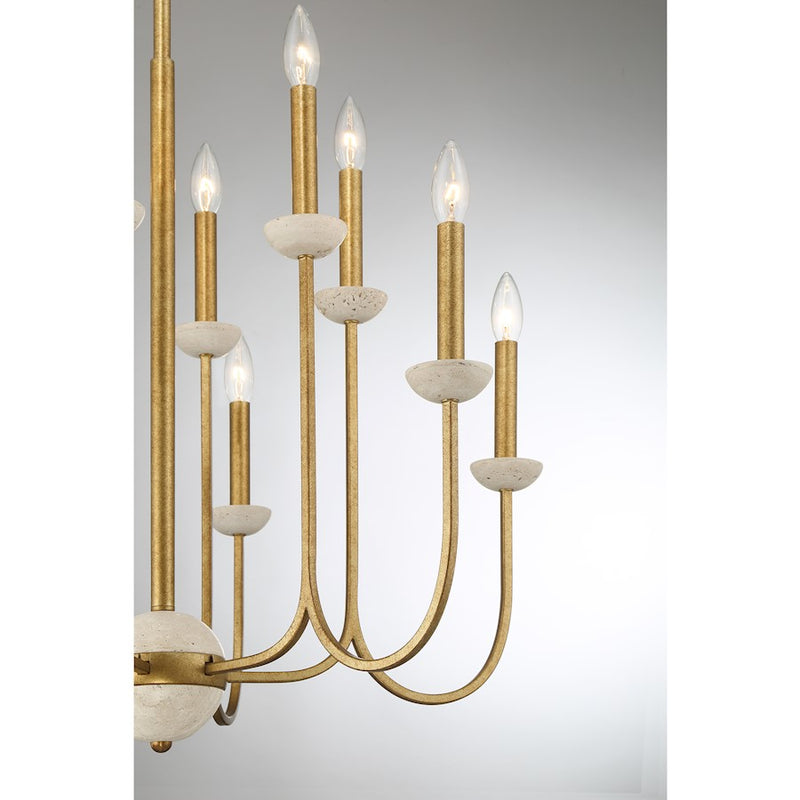 Savoy House Oakhurst 12-Light Chandelier, Antique Gold