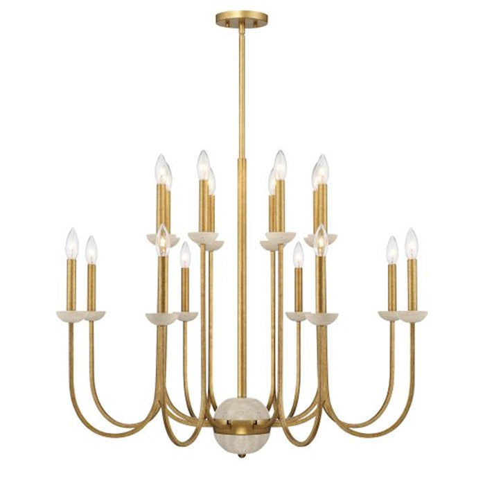 Savoy House Oakhurst 16-Light Chandelier, Antique Gold