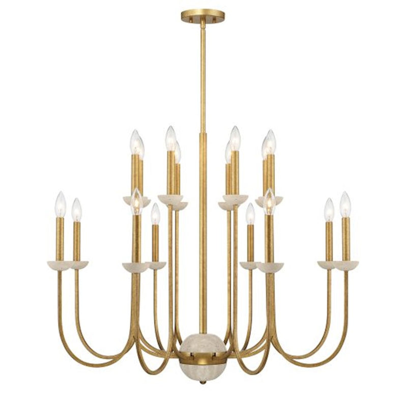 Savoy House Oakhurst 16-Light Chandelier, Antique Gold