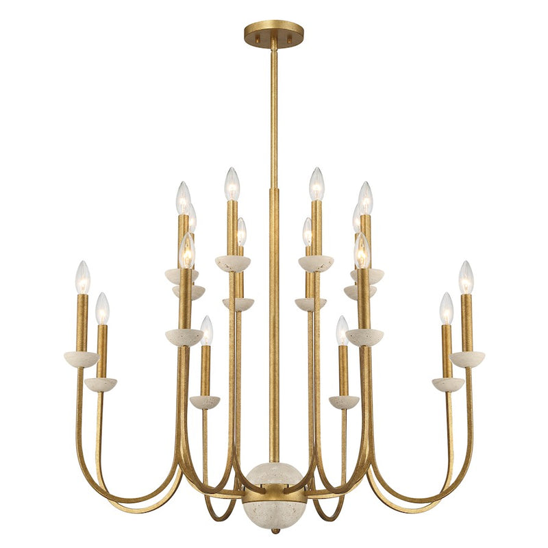 Savoy House Oakhurst 16-Light Chandelier, Antique Gold