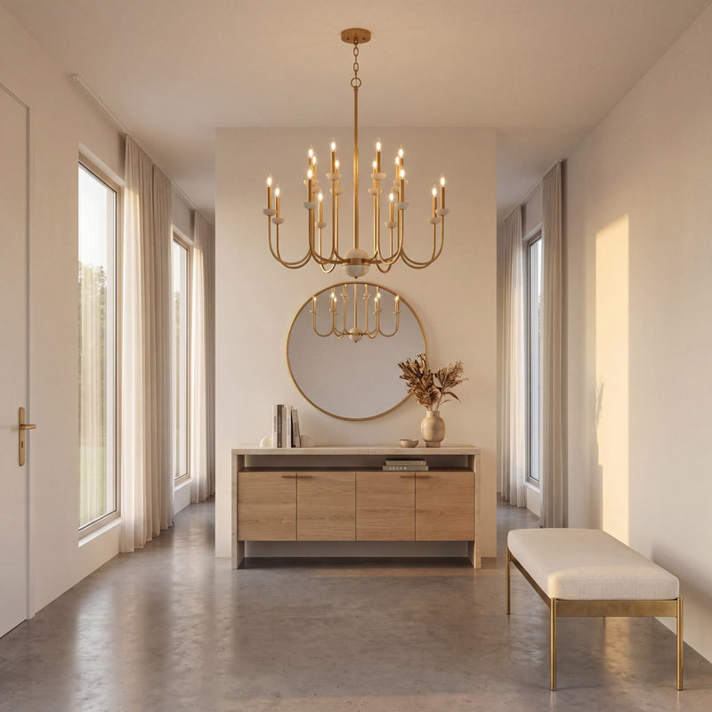 Savoy House Oakhurst 16-Light Chandelier, Antique Gold