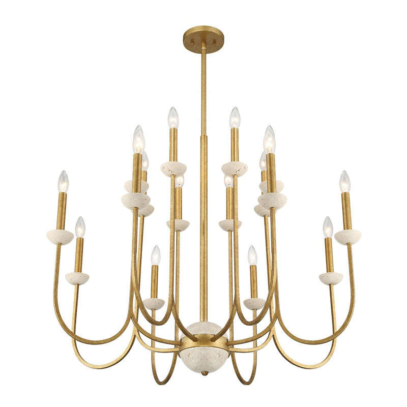 Savoy House Oakhurst 16-Light Chandelier, Antique Gold