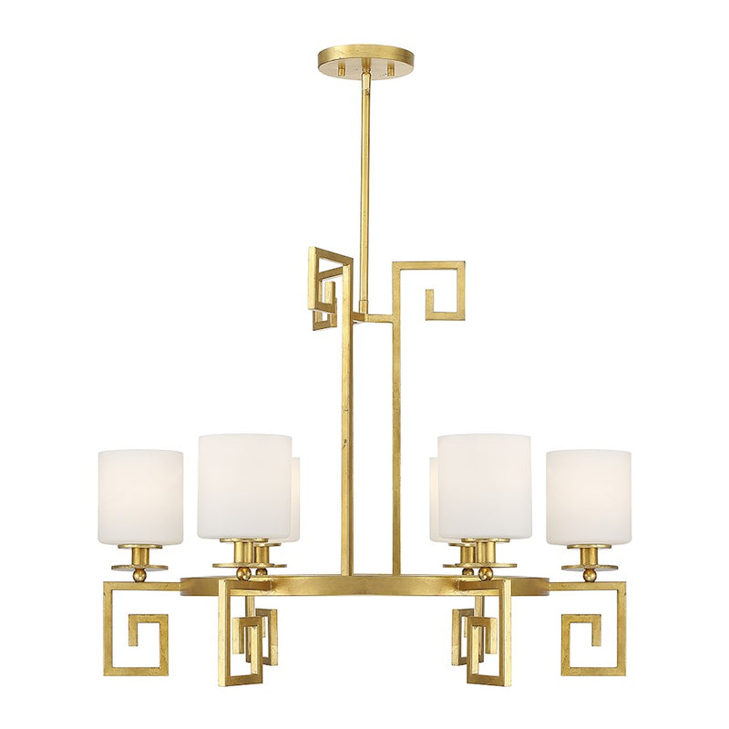 Savoy House Quatrain 6 Light Chandelier, True Gold/White Opal