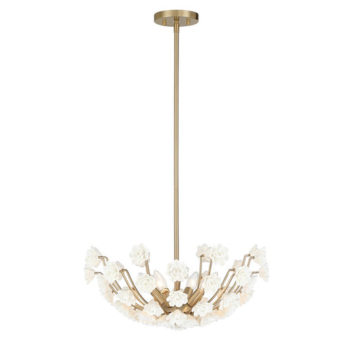 Savoy House Flores 4 Lt Chandelier, Noble Brass - 1-2500-4-127