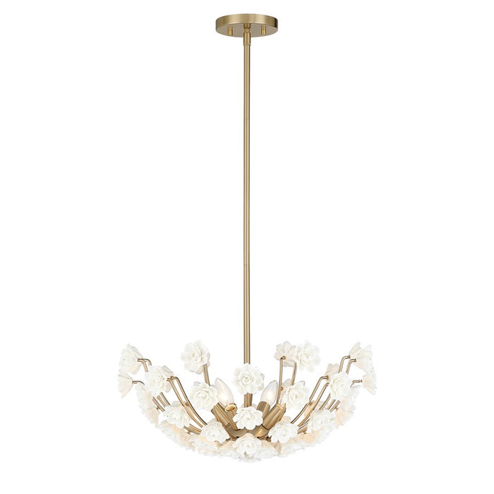 Savoy House Flores 4 Lt Chandelier, Noble Brass - 1-2500-4-127
