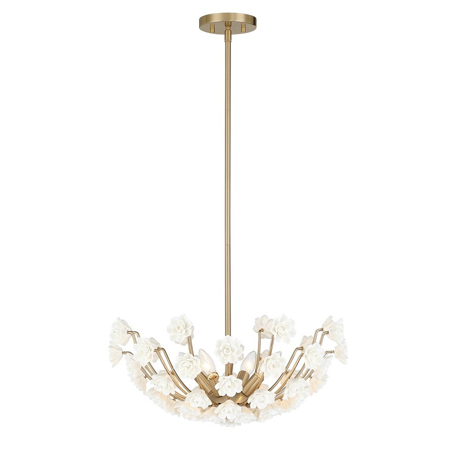Savoy House Flores 4 Lt Chandelier, Noble Brass - 1-2500-4-127