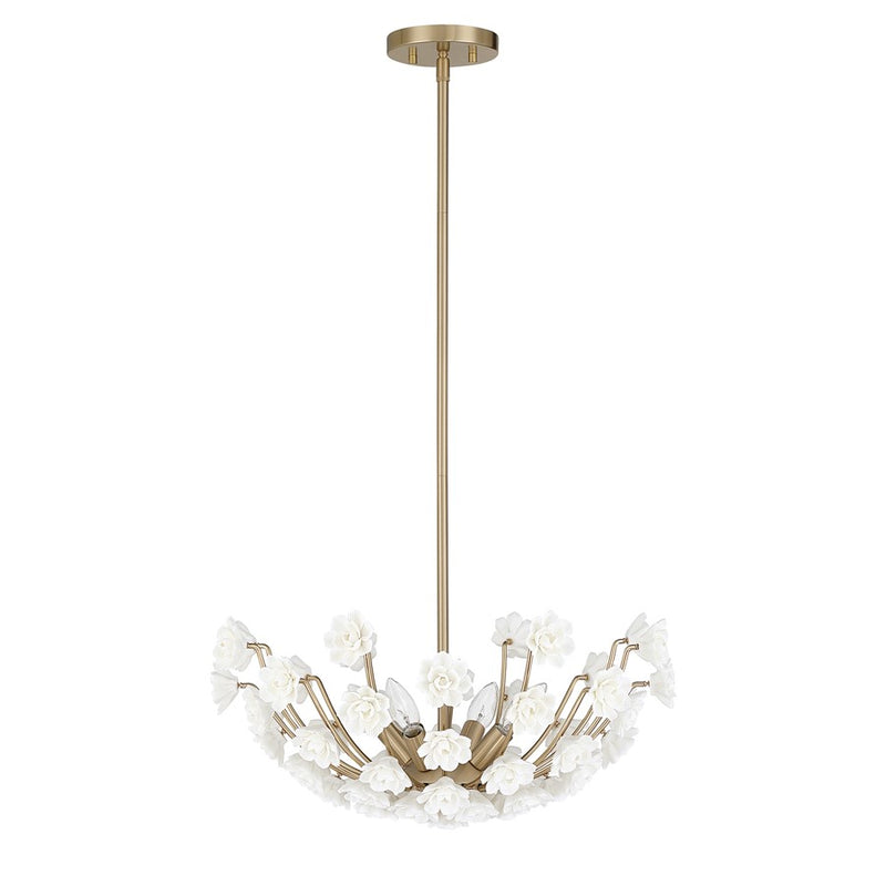 Savoy House Flores 4 Lt Chandelier, Noble Brass
