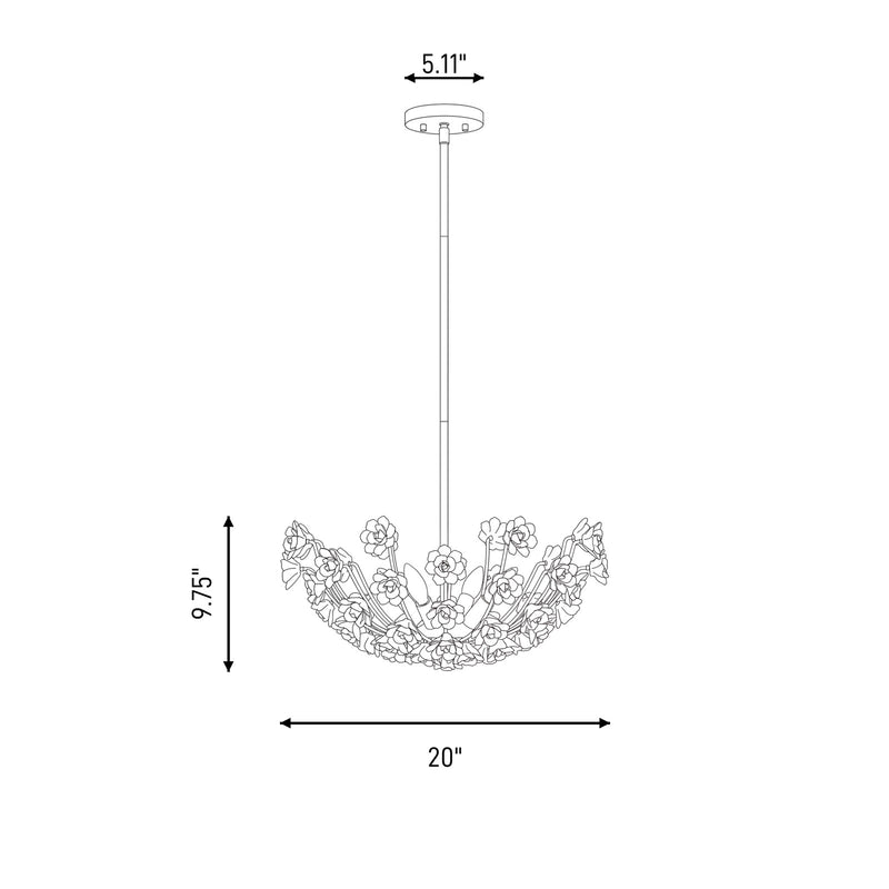 Savoy House Flores 4 Lt Chandelier, Noble Brass