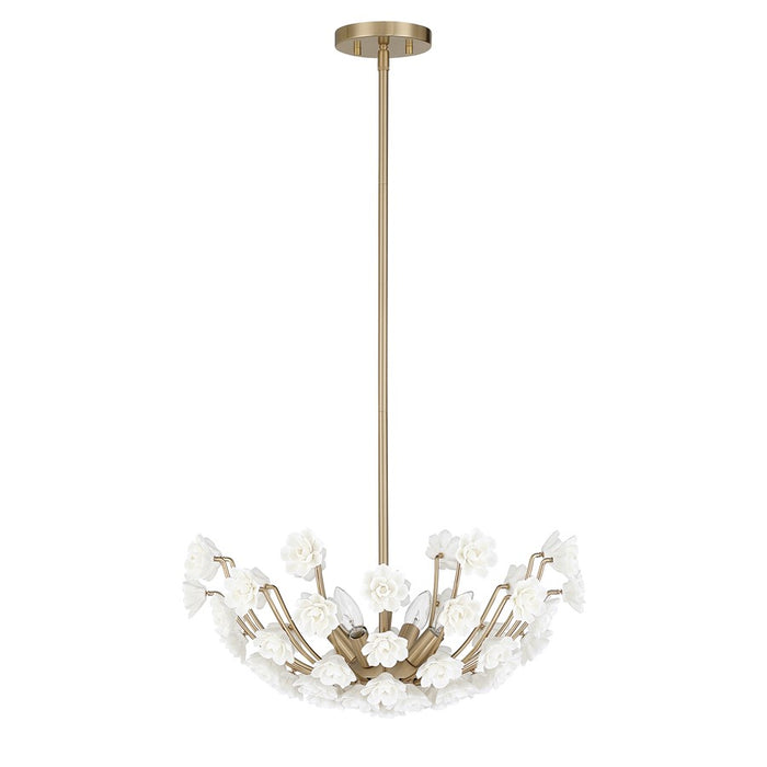 Savoy House Flores 4 Lt Chandelier, Noble Brass