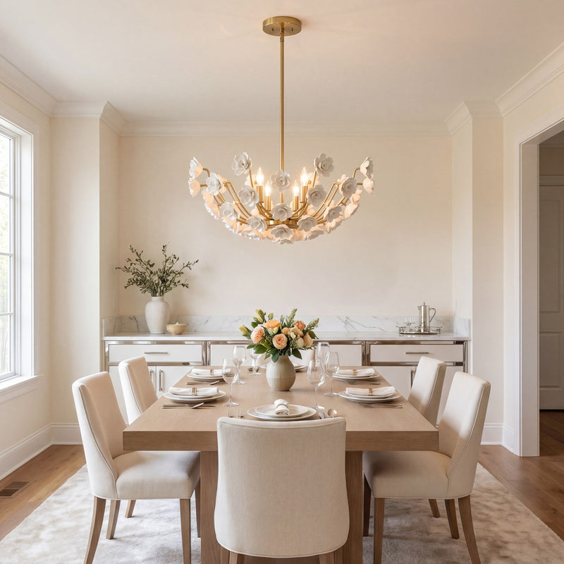 Savoy House Flores 4 Lt Chandelier, Noble Brass