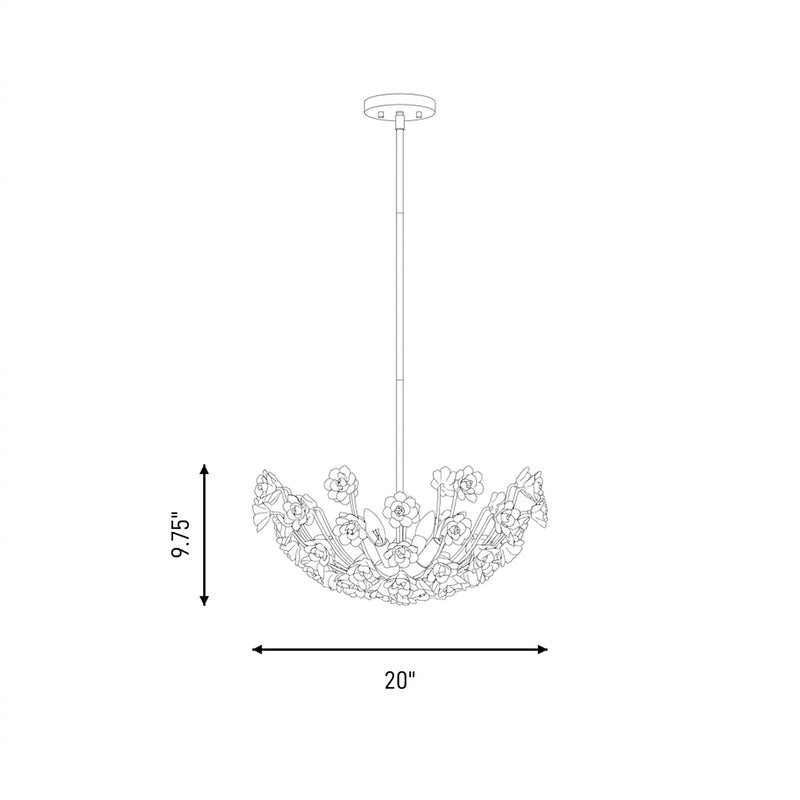 Savoy House Flores 4 Lt Chandelier, Noble Brass