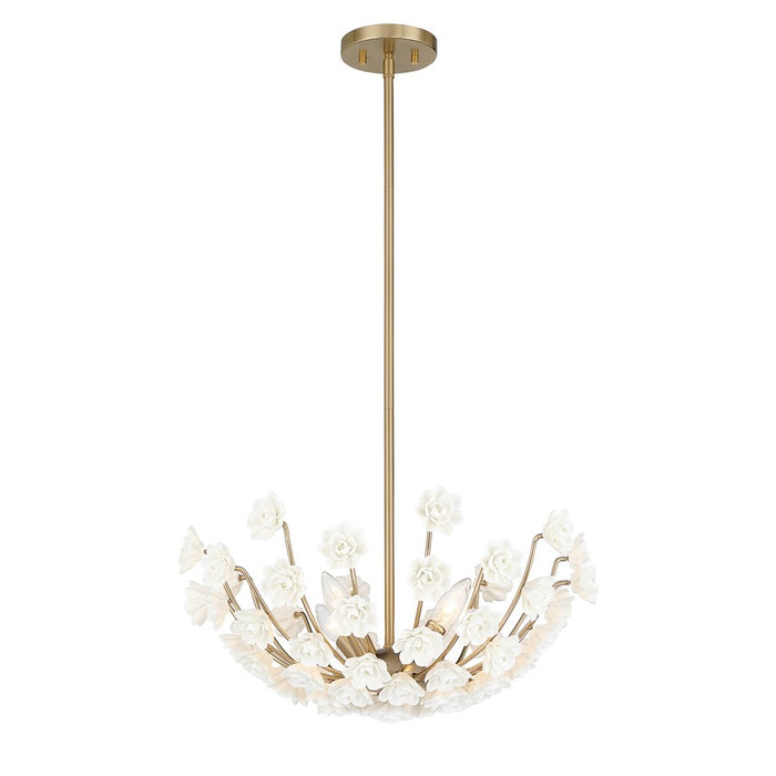 Savoy House Flores 4 Lt Chandelier, Noble Brass