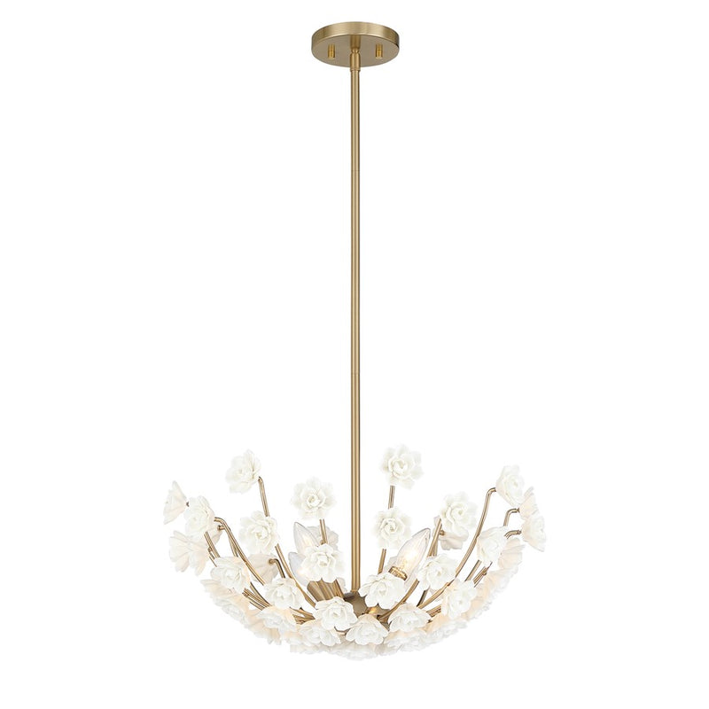 Savoy House Flores 4 Lt Chandelier, Noble Brass