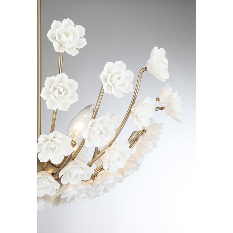 Savoy House Flores 4 Lt Chandelier, Noble Brass