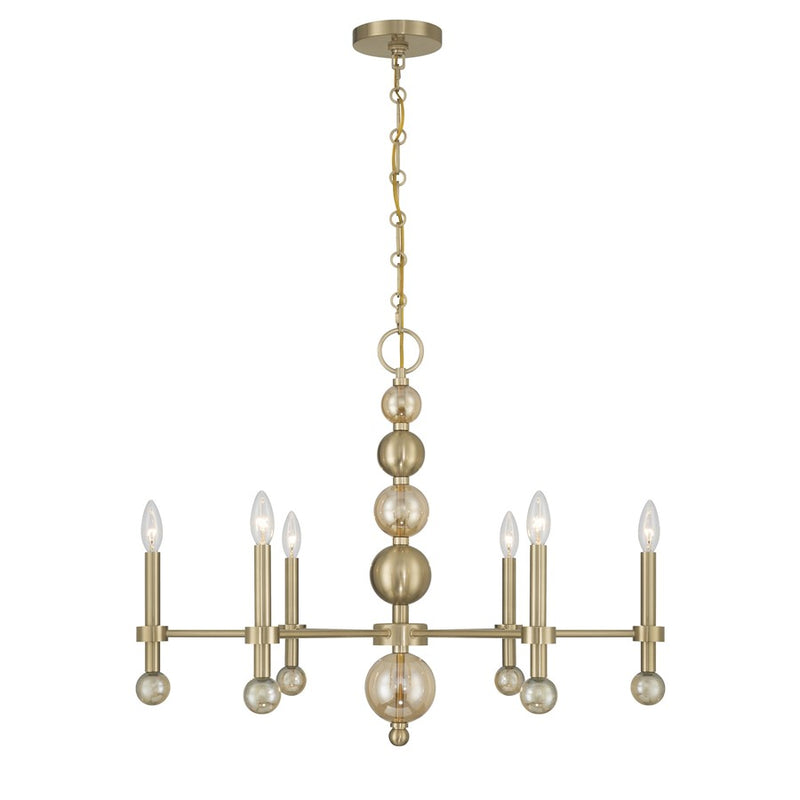 Savoy House Crescent 6 Lt 30" Chandelier, Noble Brass