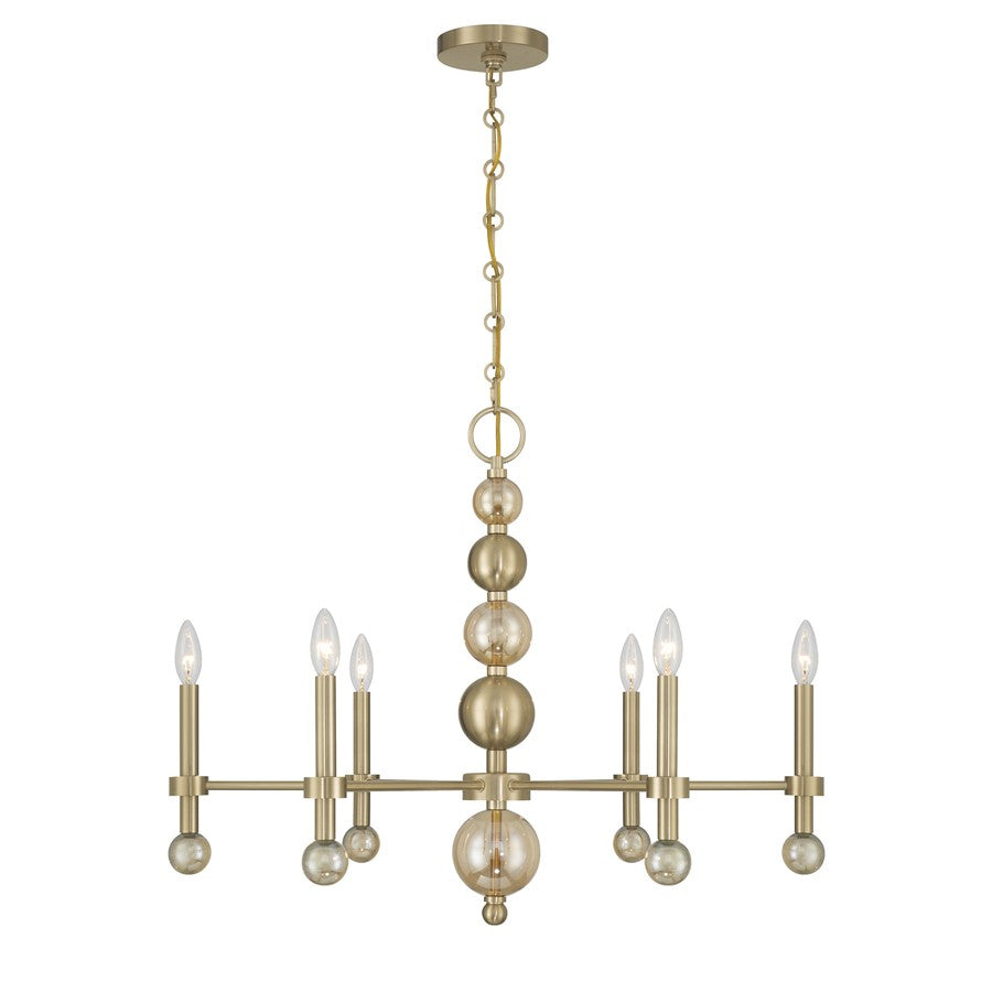Savoy House Crescent 6 Lt 30" Chandelier, Noble Brass - 1-2511-6-127