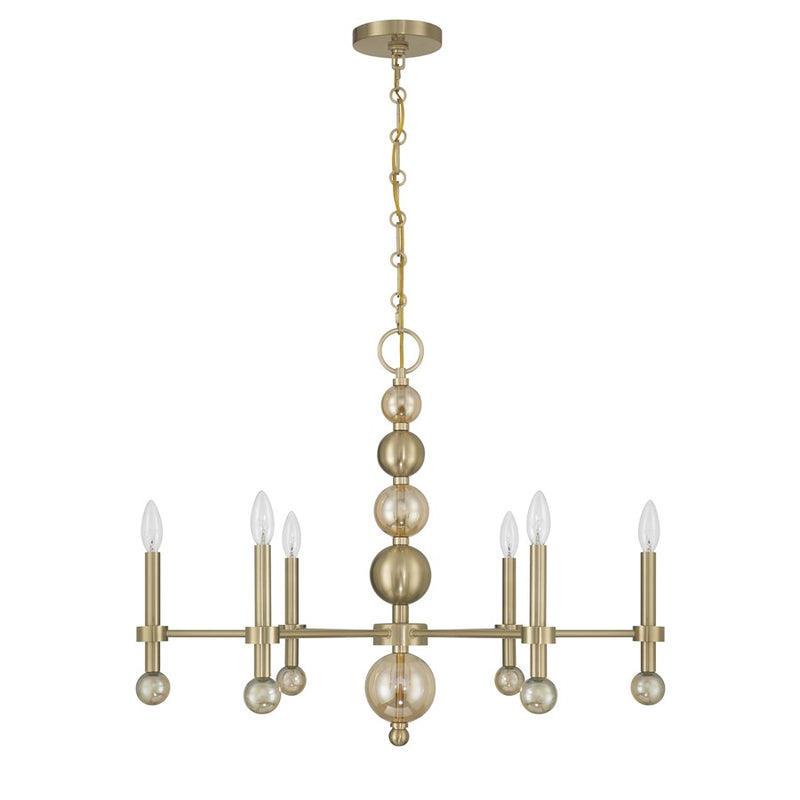 Savoy House Crescent 6 Lt 30" Chandelier, Noble Brass