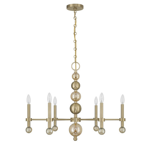 Savoy House Crescent 6 Lt 30" Chandelier, Noble Brass