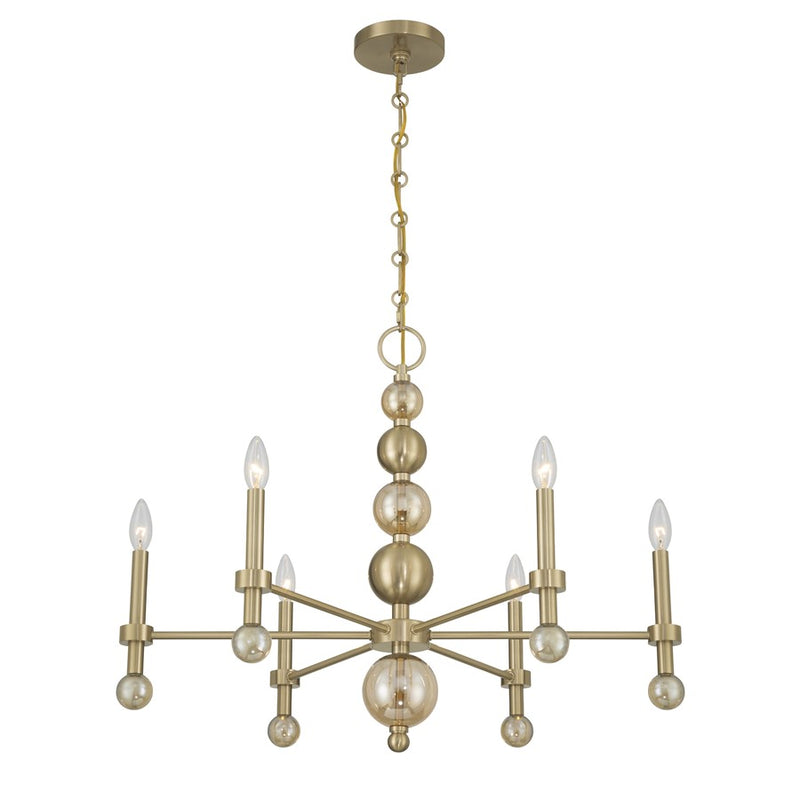 Savoy House Crescent 6 Lt 30" Chandelier, Noble Brass