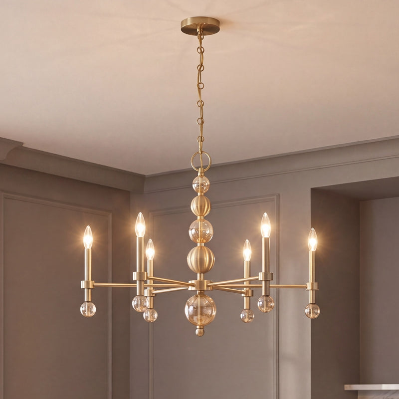 Savoy House Crescent 6 Lt 30" Chandelier, Noble Brass