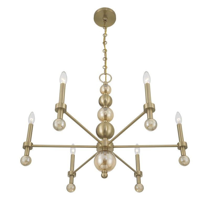 Savoy House Crescent 6 Lt 30" Chandelier, Noble Brass