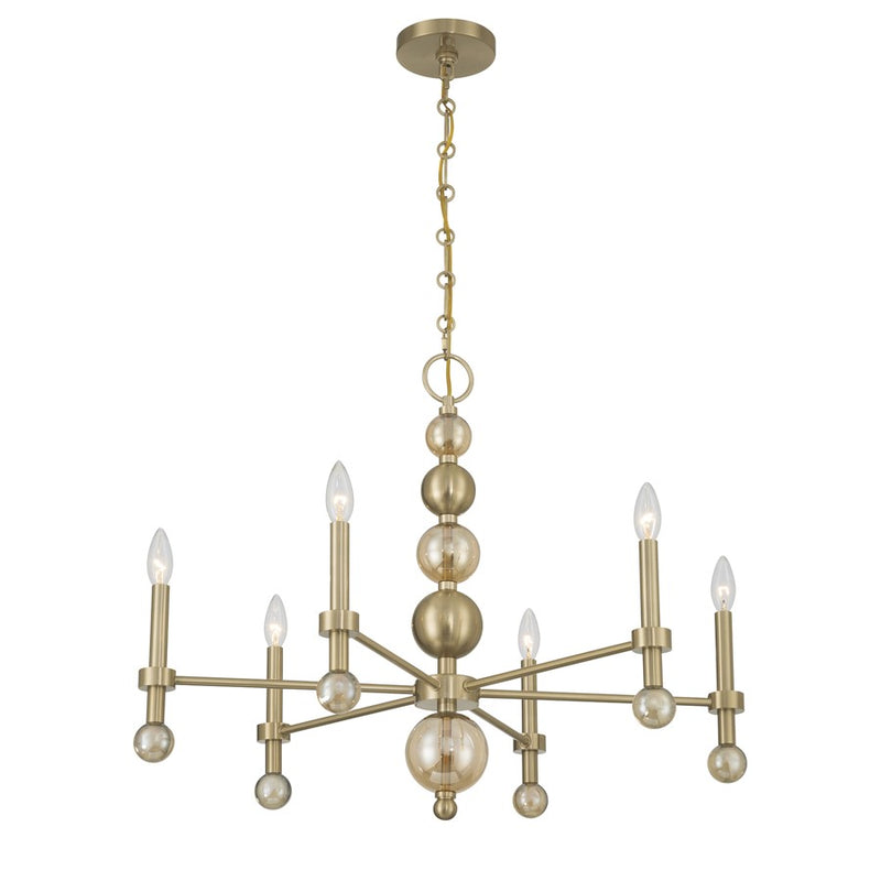 Savoy House Crescent 6 Lt 30" Chandelier, Noble Brass