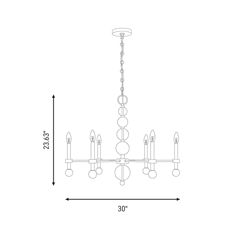 Savoy House Crescent 6 Lt 30" Chandelier, Noble Brass