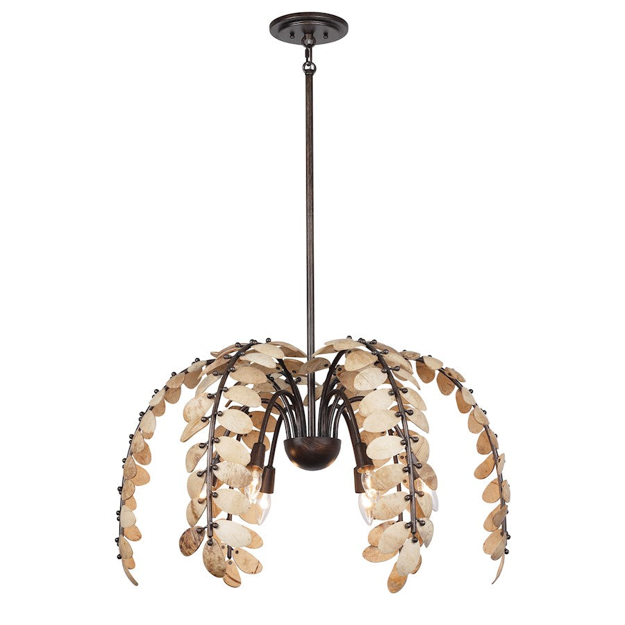 Savoy House Grecian 6Lt Chandelier, Champagne Mist/Coconut Shell