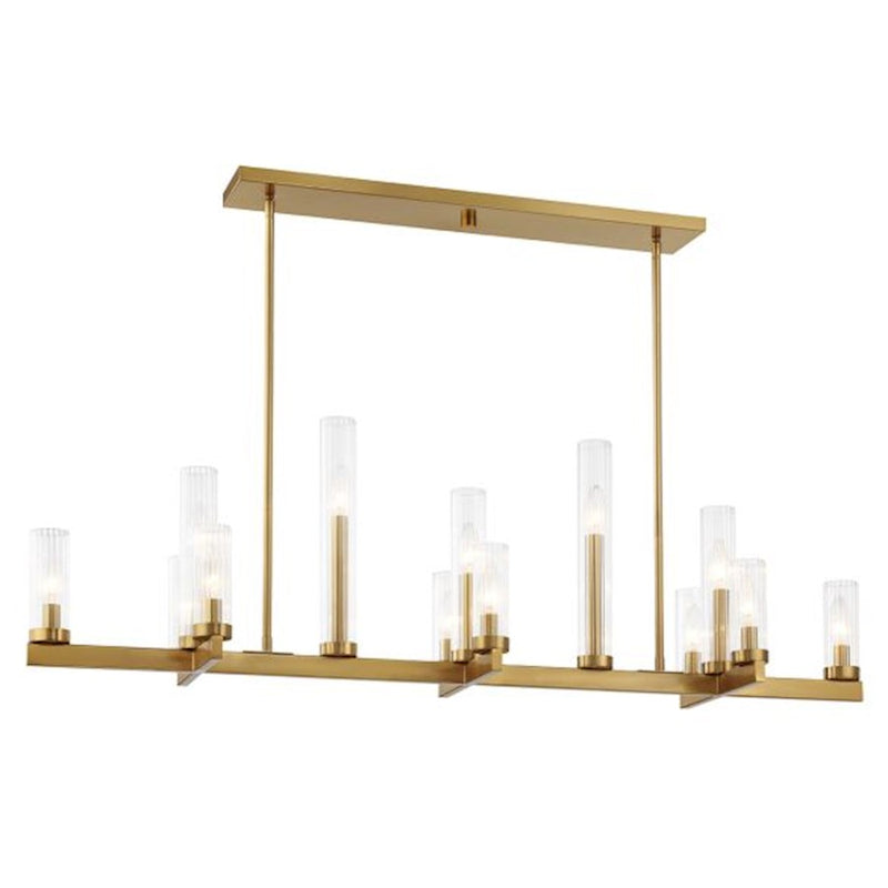 Savoy House Carina 13-Light Linear Chandelier, Warm Brass