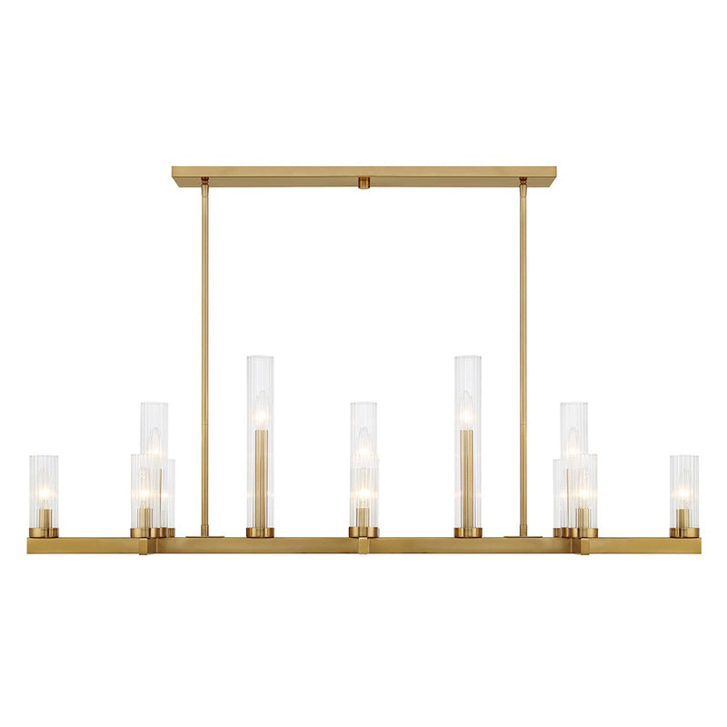 Savoy House Carina 13-Light Linear Chandelier, Warm Brass