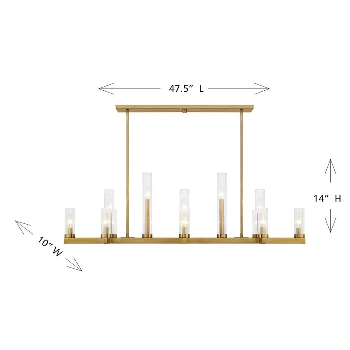 Savoy House Carina 13-Light Linear Chandelier, Warm Brass