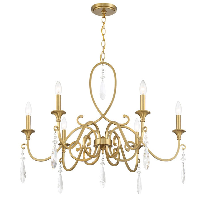 Savoy House Fairchild 6-Light Chandelier, Warm Brass