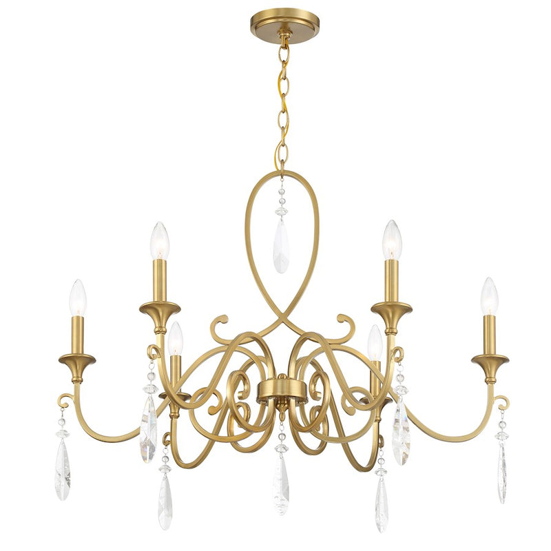 Savoy House Fairchild 6-Light Chandelier, Warm Brass