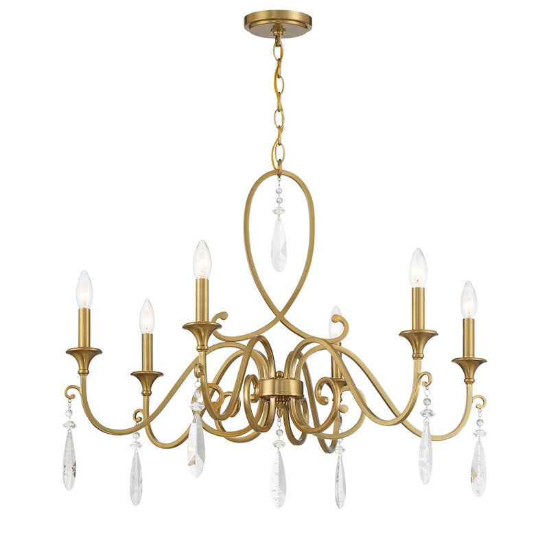 Savoy House Fairchild 6-Light Chandelier, Warm Brass