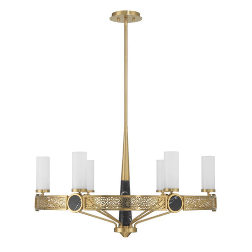 Savoy House Farrell 6 Lt Chandelier, White Opal, Warm Brass