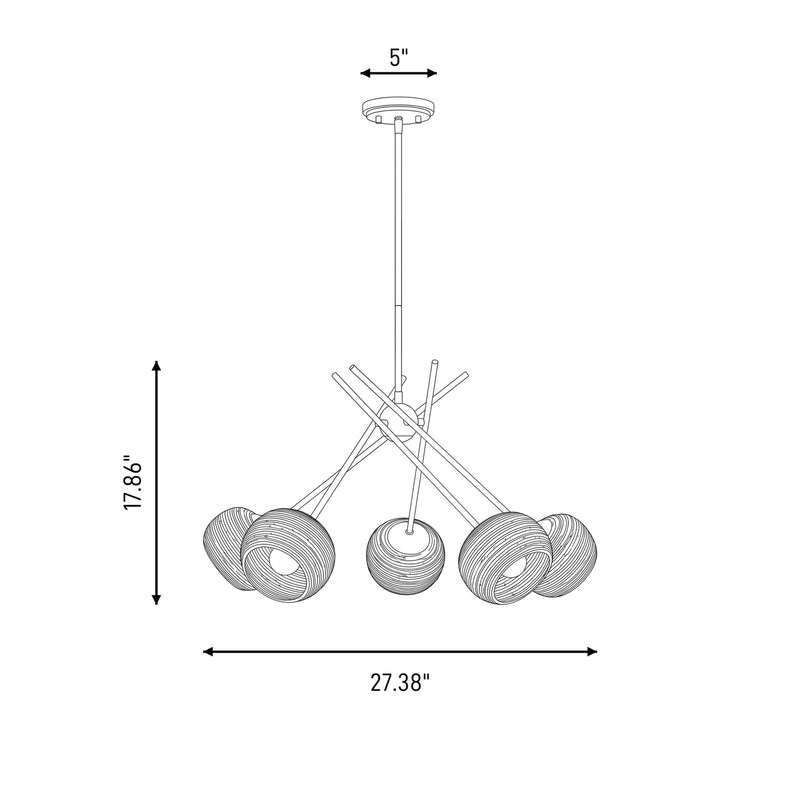 Savoy House Jasper 5 Lt Chandelier, Spun, Matte Black