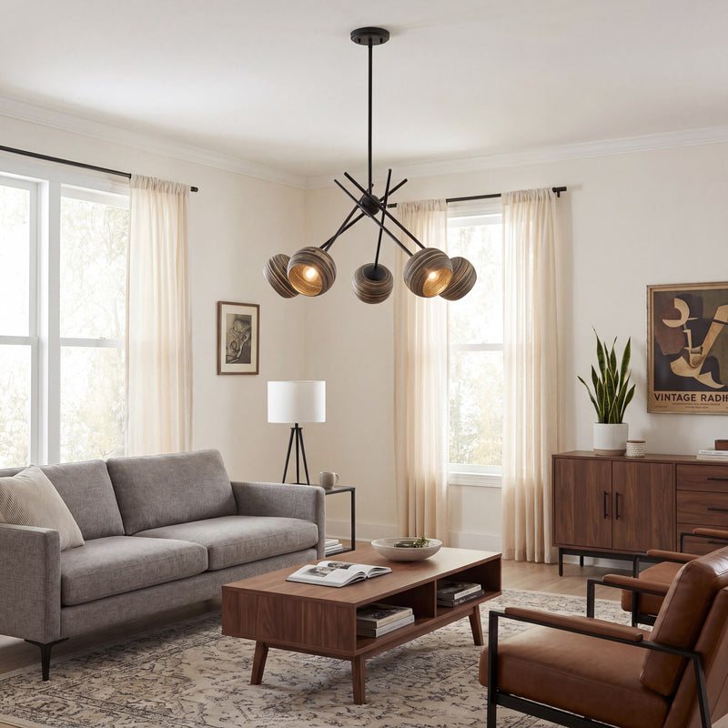 Savoy House Jasper 5 Lt Chandelier, Spun, Matte Black