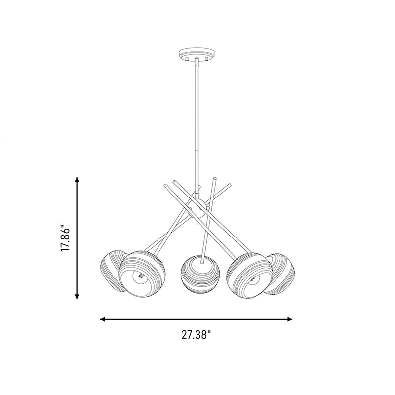 Savoy House Jasper 5 Lt Chandelier, Spun, Matte Black