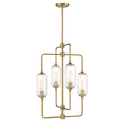 Savoy Essentials Holton 4Lt 28" Chandelier, Brass/Clear Ribbed - 1-3023-4-322