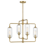 Savoy Essentials Holton 4Lt 20" Chandelier, Brass/Clear Ribbed - 1-3025-4-322