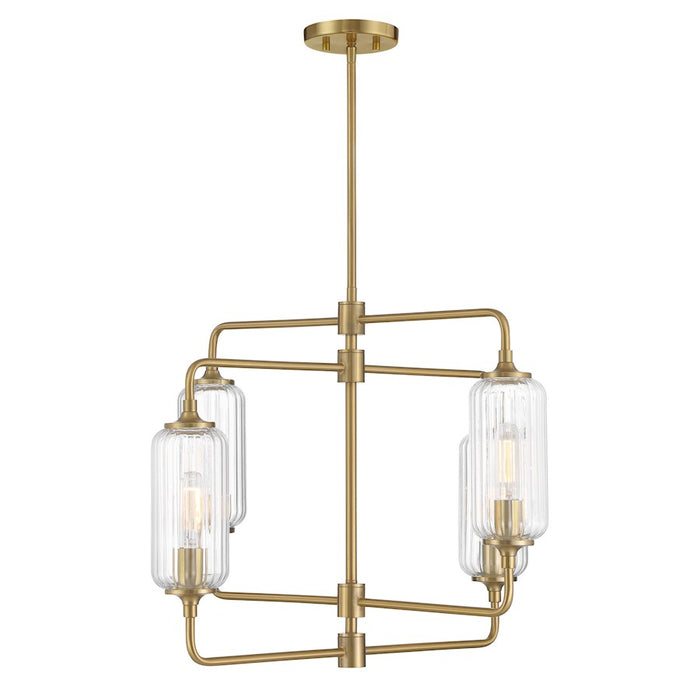 Savoy Essentials Holton 4Lt 20" Chandelier, Brass/Clear Ribbed