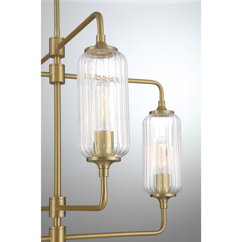 Savoy Essentials Holton 4Lt 20" Chandelier, Brass/Clear Ribbed