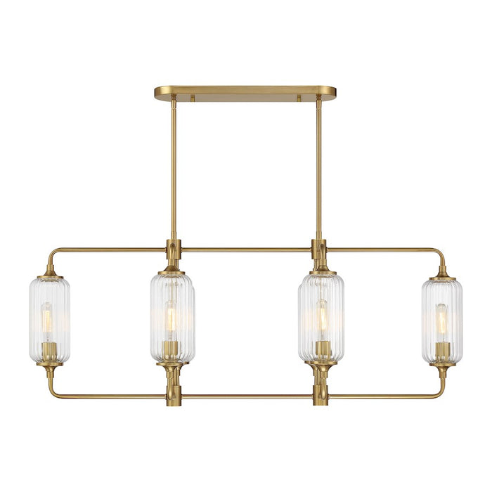 Savoy Essentials Holton 6Lt Linear Chandelier, Brass/Clear Ribbed