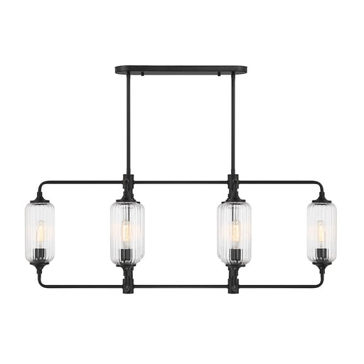 Savoy Essentials Holton 6Lt Linear Chandelier, Black/Clear Ribbed