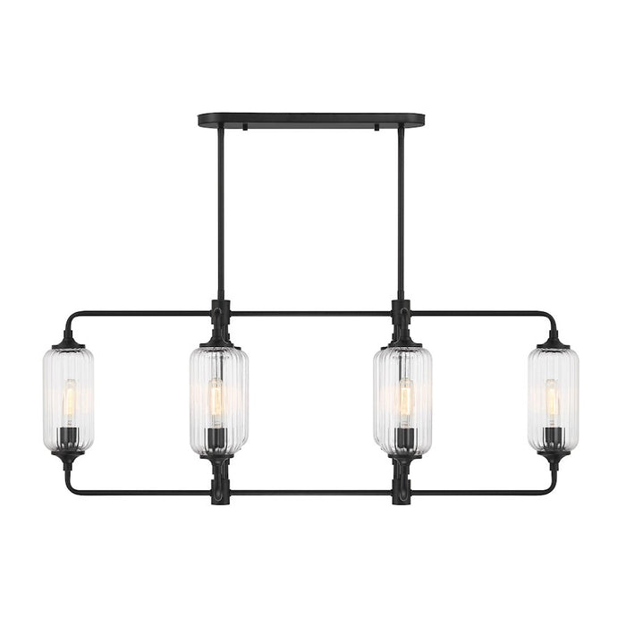 Savoy Essentials Holton 6Lt Linear Chandelier, Black/Clear Ribbed