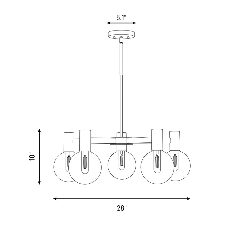 Savoy House Wright 5-Light Chandelier, Matte Black