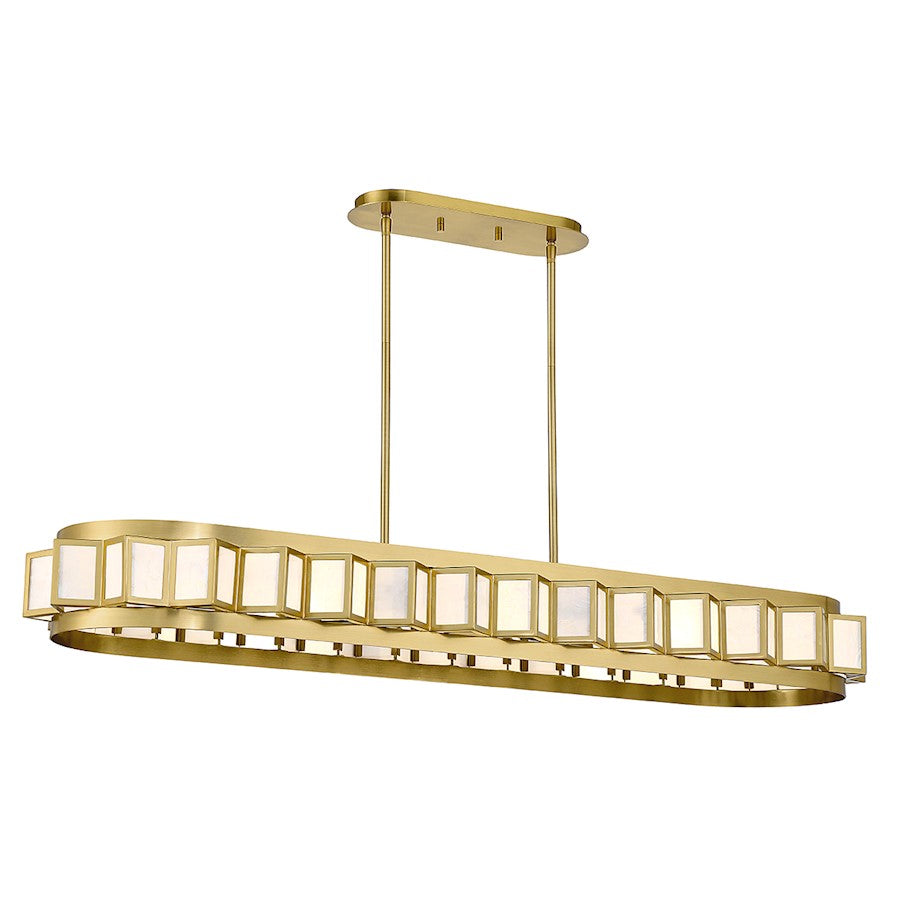 Savoy House Gideon 8-Light Linear Chandelier, Warm Brass - 1-3165-8-322