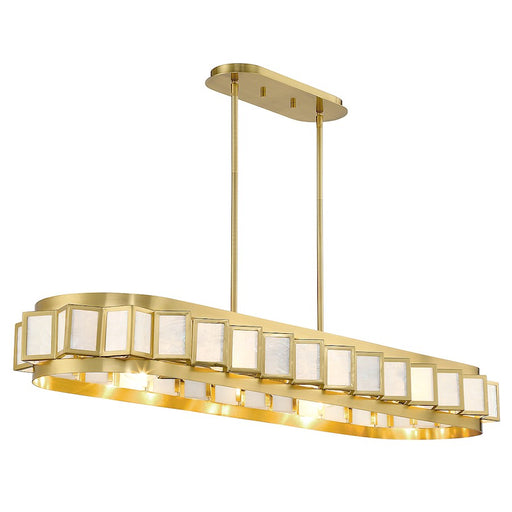 Savoy House Gideon 8-Light Linear Chandelier, Warm Brass