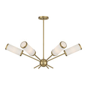 Savoy House Denison 6Lt Chandelier, White Opal, Warm Brass - 1-3198-6-322