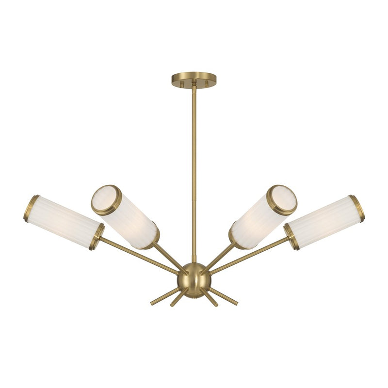 Savoy House Denison 6Lt Chandelier, White Opal, Warm Brass